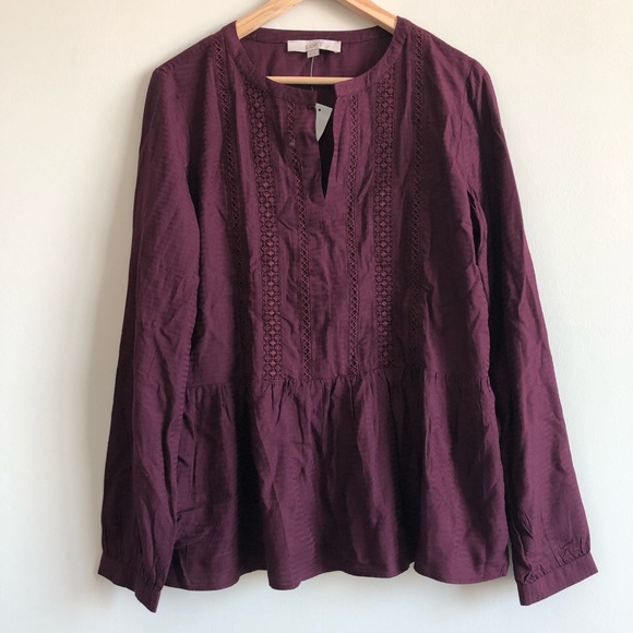 LOFT Lacy Peplum Blouse - Picture 3 of 8